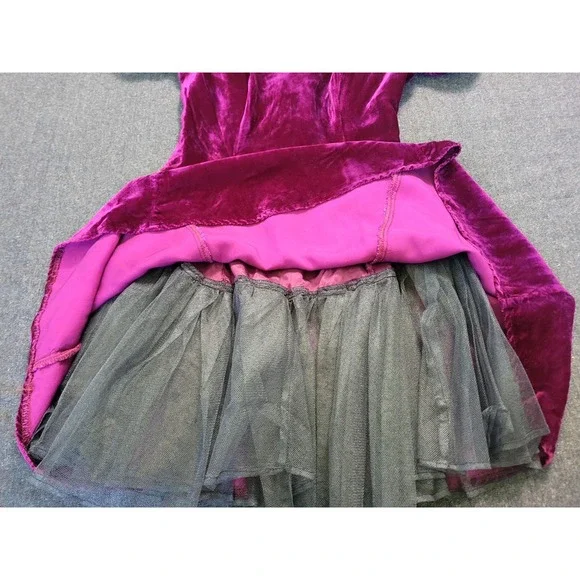 Vintage 80s Off The Shoulder Fit Flare Mini Dress Magenta Size XS Poofy Party - Picture 12 of 15